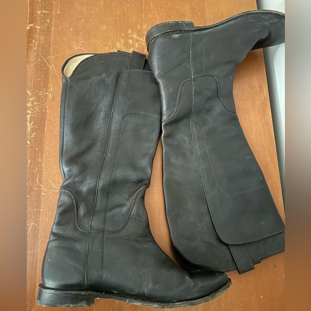 Frye Paige Dark Brown Leather Riding Boots